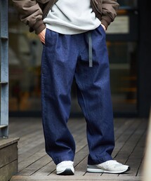 FREAK'S STORE | リラックスフィット ウェービングベルト デニムパンツ/バルーンシルエット/テーパード/ワイドデニム(デニムパンツ)