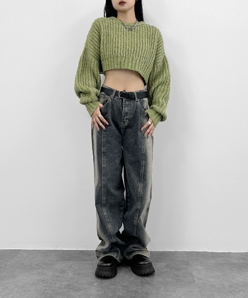 セール】【LVEU.】ローゲージクロップドニットトップス / トップス