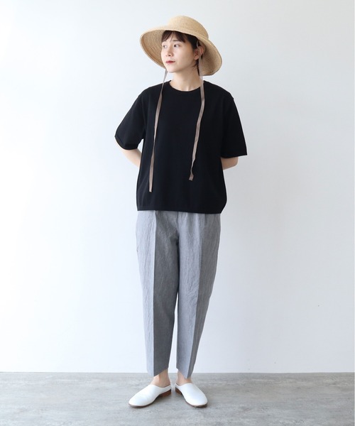 【yuni】ベントヘムパンツ yuni パンツ 80/2強撚Cギャバ ベントヘムパンツ レディース