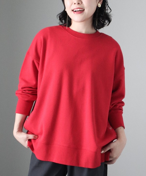 CRAFT STANDARD BOUTIQUE（クラフトスタンダードブティック）の「裏毛リングドットプルオーバー（Tシャツ/カットソー・レディース・アイボリー/サックスブルー/レッド/杢グレー/ブラック/オートミール・FREE）」の6枚目の写真