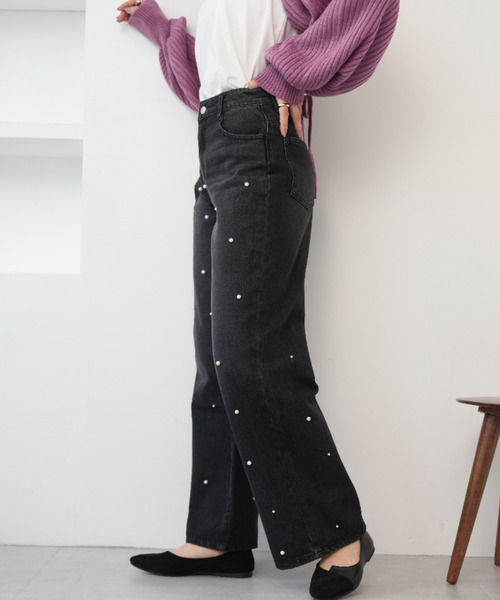 Ada.(エイダ)の「パール デニムパンツ(デニムパンツ・レディース・ライトブルー/ブラック/ブルー・S/M)」の4枚目の写真