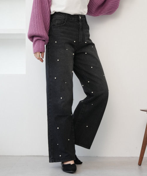 Ada.(エイダ)の「パール デニムパンツ(デニムパンツ・レディース・ライトブルー/ブラック/ブルー・S/M)」の5枚目の写真