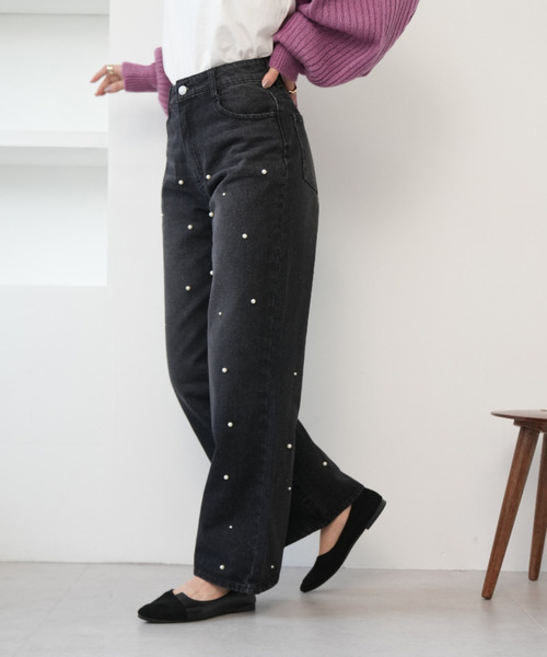 Ada.(エイダ)の「パール デニムパンツ(デニムパンツ・レディース・ライトブルー/ブラック/ブルー・S/M)」の6枚目の写真
