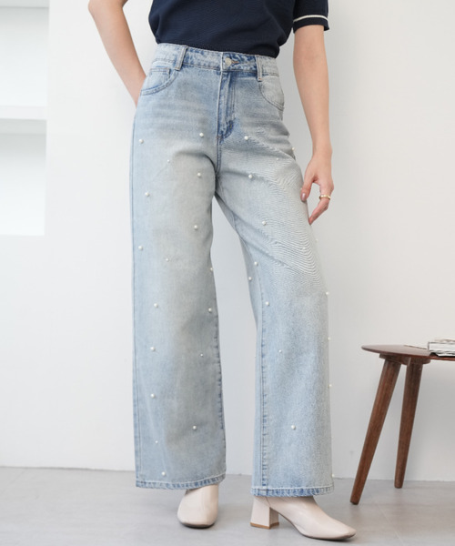 Ada.(エイダ)の「パール デニムパンツ(デニムパンツ・レディース・ライトブルー/ブラック/ブルー・S/M)」の16枚目の写真