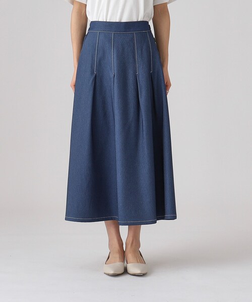 DRESKIP(ドレスキップ)の「◆上品シルエット デニム調 サイドボタン タックスカート(スカート・レディース・ブルー系その他/ベージュ/ブラック・04/03/02)」の16枚目の写真