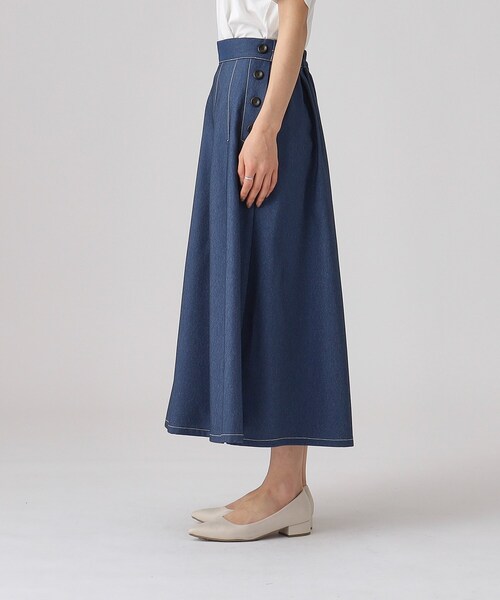 DRESKIP(ドレスキップ)の「◆上品シルエット デニム調 サイドボタン タックスカート(スカート・レディース・ブルー系その他/ベージュ/ブラック・04/03/02)」の17枚目の写真