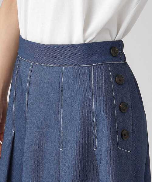 DRESKIP(ドレスキップ)の「◆上品シルエット デニム調 サイドボタン タックスカート(スカート・レディース・ブルー系その他/ベージュ/ブラック・04/03/02)」の19枚目の写真
