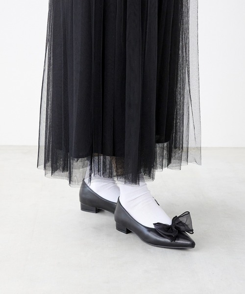 menue（メヌエ）の「チュールリボン ポインテッドトゥ パンプス（パンプス・レディース・ブラック/シルバー・24.0cm/23.5cm/23.0cm/22.5cm/22.0cm/21.5cm/26.0cm/25.5cm/25.0cm/24.5cm）」の7枚目の写真