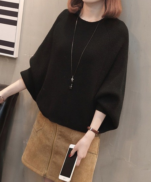 Primazel(プリマゼル)の「ドルマンスリーブニットプルオーバー(ニット/セーター・レディース・ホワイト/ブラック・M)」の3枚目の写真