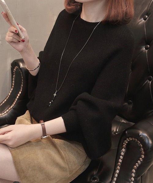 Primazel(プリマゼル)の「ドルマンスリーブニットプルオーバー(ニット/セーター・レディース・ホワイト/ブラック・M)」の6枚目の写真