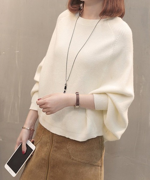 Primazel(プリマゼル)の「ドルマンスリーブニットプルオーバー(ニット/セーター・レディース・ホワイト/ブラック・M)」の7枚目の写真