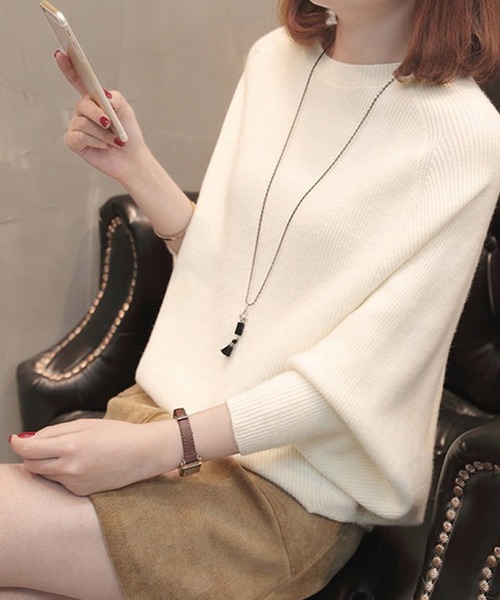 Primazel(プリマゼル)の「ドルマンスリーブニットプルオーバー(ニット/セーター・レディース・ホワイト/ブラック・M)」の10枚目の写真