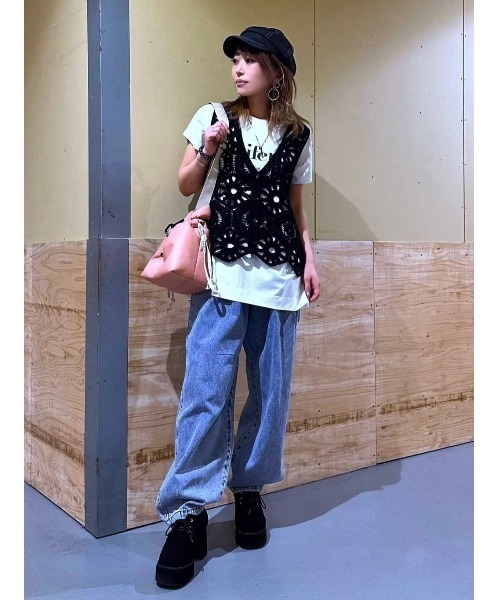 BAYFLOW(ベイフロー)の「クロシェニットベスト(ベスト・レディース・ブラック/アイボリー・FREE)」の17枚目の写真