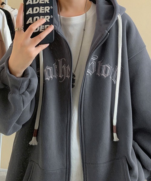NOWLE(ノウル)の「【NOWLE】フロントロゴ刺繍 ジップ パーカー(パーカー・メンズ・グレー/ブラック/アイボリー・X-LARGE/MEDIUM/LARGE)」の12枚目の写真