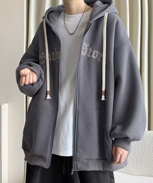 NOWLE(ノウル)の「【NOWLE】フロントロゴ刺繍 ジップ パーカー(パーカー・メンズ・グレー/ブラック/アイボリー・X-LARGE/MEDIUM/LARGE)」の14枚目の写真