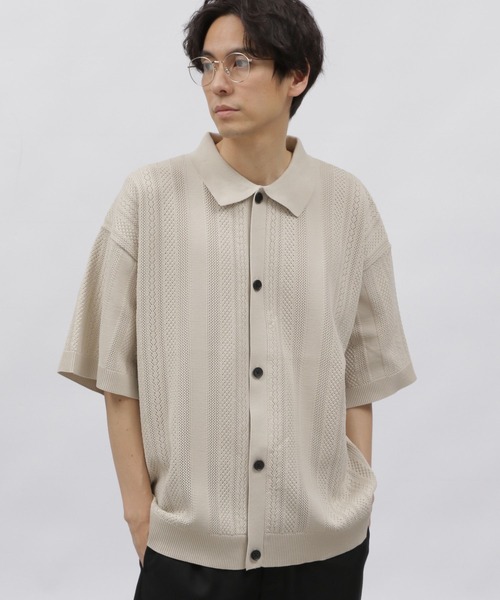 FANTASTICS　ニットシャツ LAKOLE（ラコレ）の「透かし編みニットシャツ / 109231（ニット