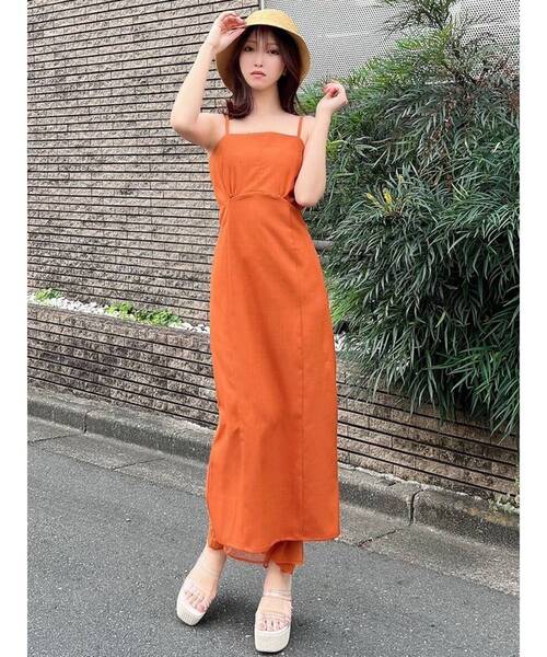 RESEXXY（リゼクシー）の「シアーヘムキャミワンピース【セットアップ着用可能】（ワンピース・レディース・オレンジ/ブラック/アイボリー・FREE）」の12枚目の写真