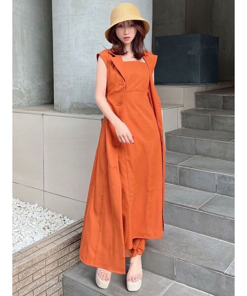 RESEXXY（リゼクシー）の「シアーヘムキャミワンピース【セットアップ着用可能】（ワンピース・レディース・オレンジ/ブラック/アイボリー・FREE）」の11枚目の写真