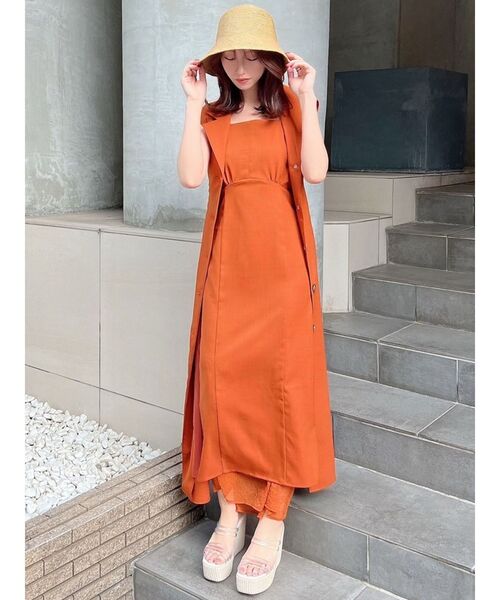 RESEXXY（リゼクシー）の「シアーヘムキャミワンピース【セットアップ着用可能】（ワンピース・レディース・オレンジ/ブラック/アイボリー・FREE）」の10枚目の写真