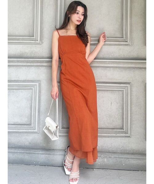 RESEXXY（リゼクシー）の「シアーヘムキャミワンピース【セットアップ着用可能】（ワンピース・レディース・オレンジ/ブラック/アイボリー・FREE）」の8枚目の写真