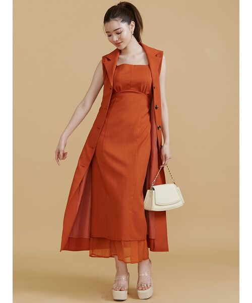 RESEXXY（リゼクシー）の「シアーヘムキャミワンピース【セットアップ着用可能】（ワンピース・レディース・オレンジ/ブラック/アイボリー・FREE）」の18枚目の写真