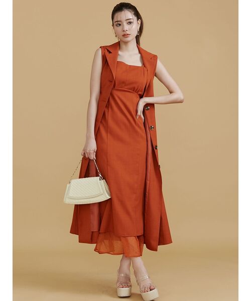 RESEXXY（リゼクシー）の「シアーヘムキャミワンピース【セットアップ着用可能】（ワンピース・レディース・オレンジ/ブラック/アイボリー・FREE）」の19枚目の写真