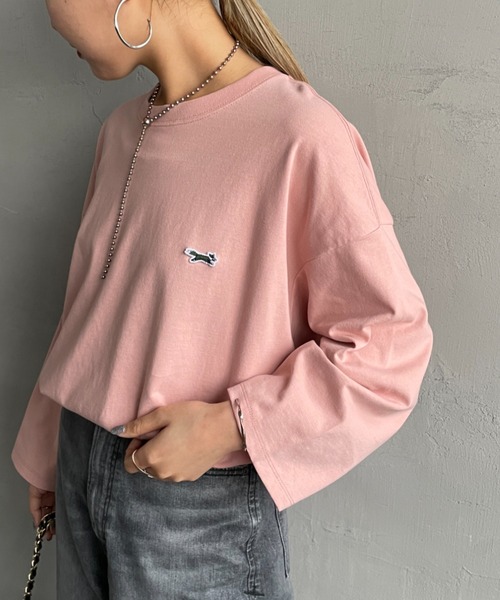 TOWNCRAFT（タウンクラフト）の「[TOWN CRAFT/タウンクラフト・THE FOX/ザフォックス] 別注 ワンポイントロゴワッペン 7分袖Tシャツ（Tシャツ/カットソー・レディース・アッシュグレー/ブルーグレー/ピンク/ホワイト/ブラック・S/M/L）」の5枚目の写真