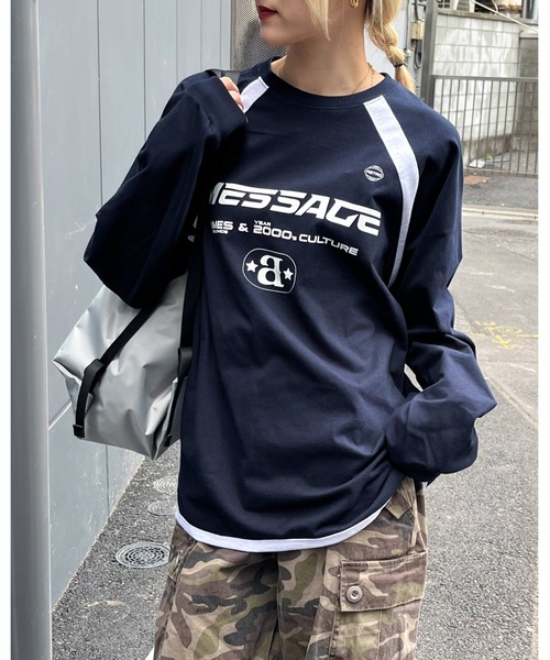 AMESWORLDWIDE(アメスワールドワイド)の「【UNISEX】AMES WORLDWIDE/メッセージラグラン長袖Tシャツ 2111581(Tシャツ/カットソー・レディース・ネイビー/ブラック/ホワイト・MEDIUM/SMALL/LARGE)」の16枚目の写真