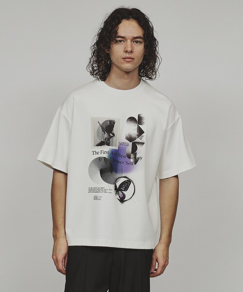 tk.TAKEO KIKUCHI（ティーケータケオキクチ）の「◆NATURE COLLAGE Tシャツ（Tシャツ/カットソー・メンズ・ホワイト/ブラック・01/02/03）」の5枚目の写真