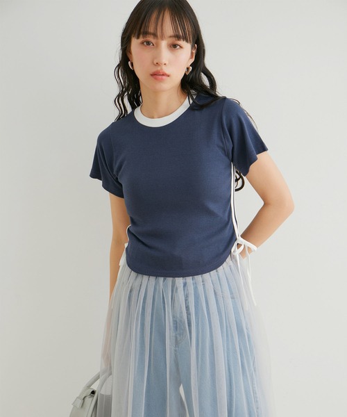 VIS(ビス)の「【WEB/一部店舗限定】サイドラインリボンプルオーバー(Tシャツ/カットソー・レディース・ブルー系その他/ホワイト系その他2/ブラック系その他・FREE)」の15枚目の写真