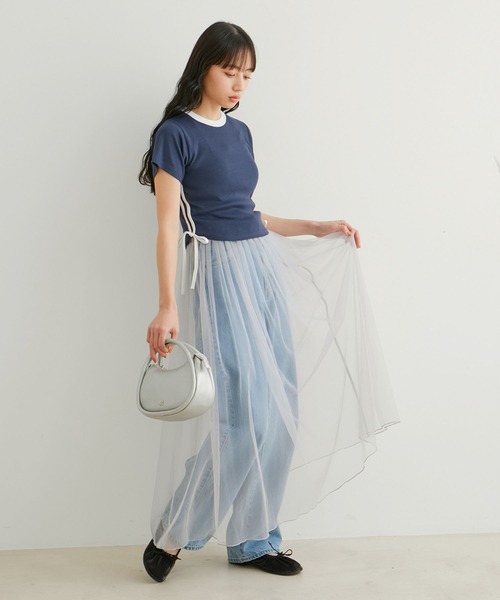 VIS(ビス)の「【WEB/一部店舗限定】サイドラインリボンプルオーバー(Tシャツ/カットソー・レディース・ブルー系その他/ホワイト系その他2/ブラック系その他・FREE)」の12枚目の写真