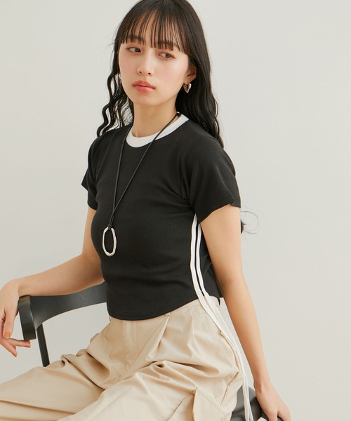 VIS(ビス)の「【WEB/一部店舗限定】サイドラインリボンプルオーバー(Tシャツ/カットソー・レディース・ブルー系その他/ホワイト系その他2/ブラック系その他・FREE)」の9枚目の写真