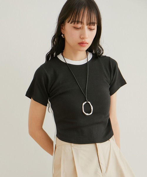 VIS(ビス)の「【WEB/一部店舗限定】サイドラインリボンプルオーバー(Tシャツ/カットソー・レディース・ブルー系その他/ホワイト系その他2/ブラック系その他・FREE)」の8枚目の写真