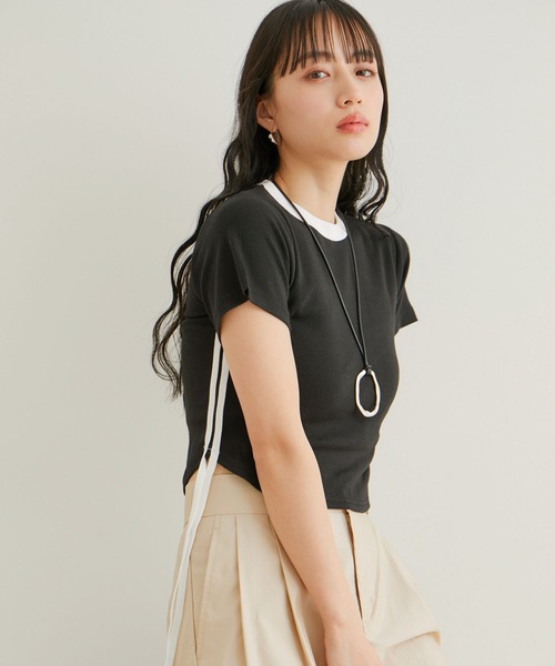 VIS(ビス)の「【WEB/一部店舗限定】サイドラインリボンプルオーバー(Tシャツ/カットソー・レディース・ブルー系その他/ホワイト系その他2/ブラック系その他・FREE)」の7枚目の写真