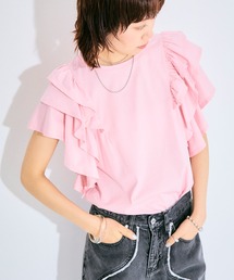 ボリュームラッフルスリーブTシャツ【ELLEgirl/エル ガール】
