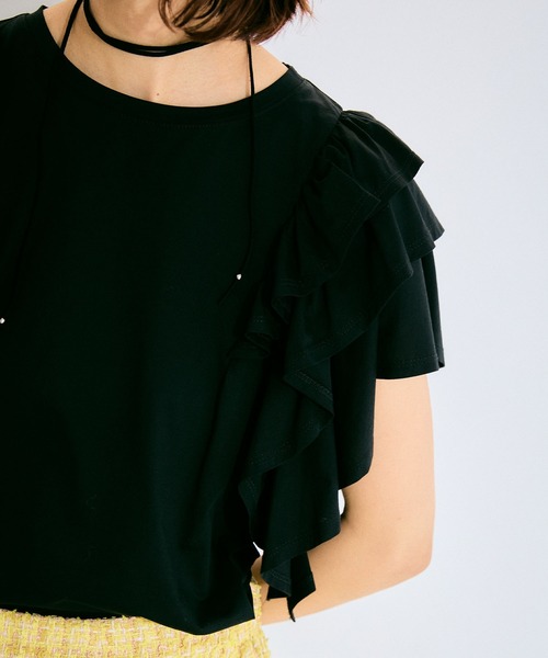 ELLEgirl（エルガール）の「ボリュームラッフルスリーブTシャツ【ELLEgirl/エル ガール】（Tシャツ/カットソー・レディース・ピンク/ブラック/ホワイト・FREE）」の16枚目の写真