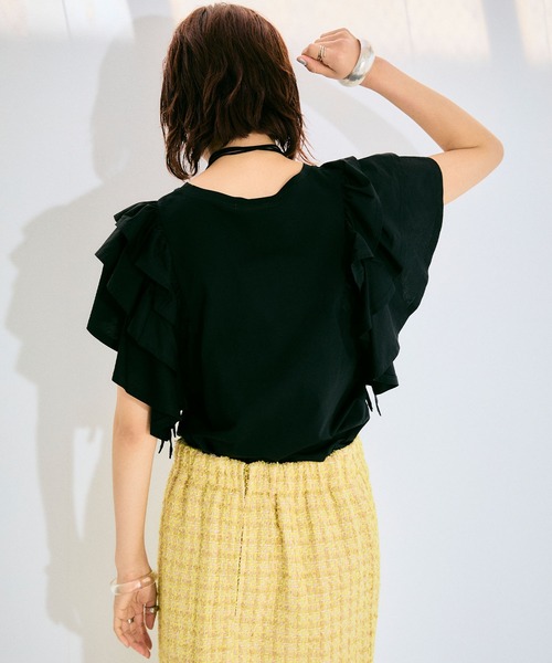 ELLEgirl（エルガール）の「ボリュームラッフルスリーブTシャツ【ELLEgirl/エル ガール】（Tシャツ/カットソー・レディース・ピンク/ブラック/ホワイト・FREE）」の18枚目の写真