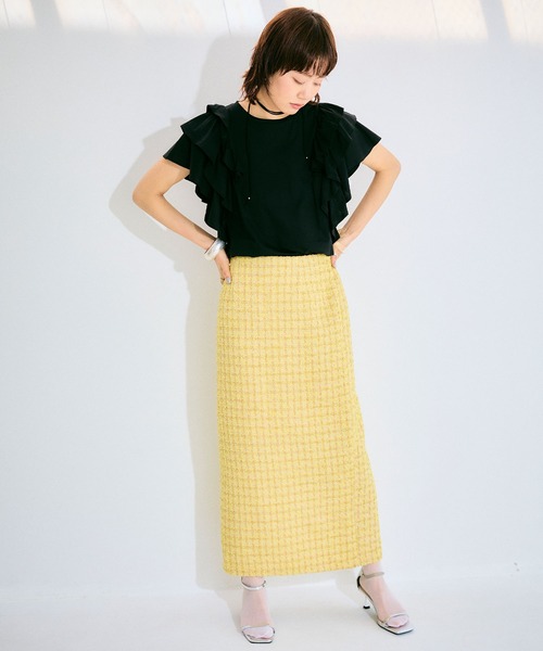 ELLEgirl（エルガール）の「ボリュームラッフルスリーブTシャツ【ELLEgirl/エル ガール】（Tシャツ/カットソー・レディース・ピンク/ブラック/ホワイト・FREE）」の15枚目の写真
