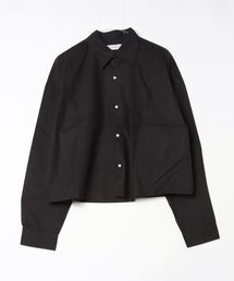 XU | ストリートファッション XU エックスユー cropped shirt クロップシャツ 長袖シャツ 長袖トップス オーバーサイズ コットンシャツ 韓国ファッション 韓国ストリート(シャツ/ブラウス)