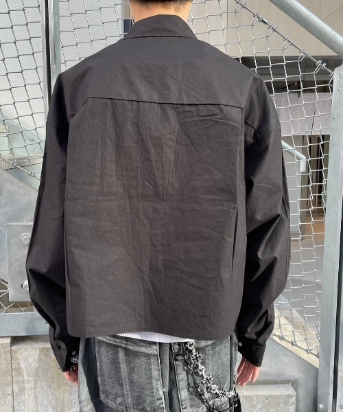 XU(エックスユー)の「ストリートファッション XU エックスユー cropped shirt クロップシャツ 長袖シャツ 長袖トップス オーバーサイズ コットンシャツ 韓国ファッション 韓国ストリート(シャツ/ブラウス・メンズ・ホワイト/ブラック・ONE SIZE)」の18枚目の写真