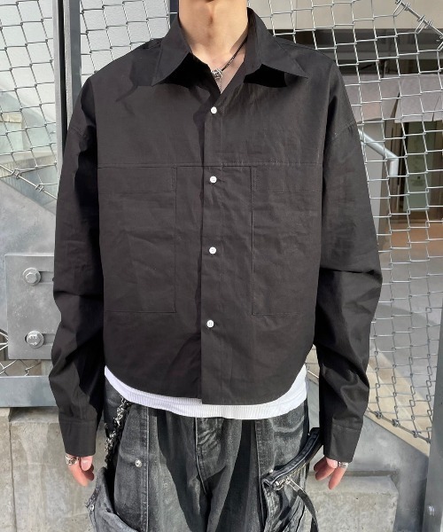 XU(エックスユー)の「ストリートファッション XU エックスユー cropped shirt クロップシャツ 長袖シャツ 長袖トップス オーバーサイズ コットンシャツ 韓国ファッション 韓国ストリート(シャツ/ブラウス・メンズ・ホワイト/ブラック・ONE SIZE)」の16枚目の写真