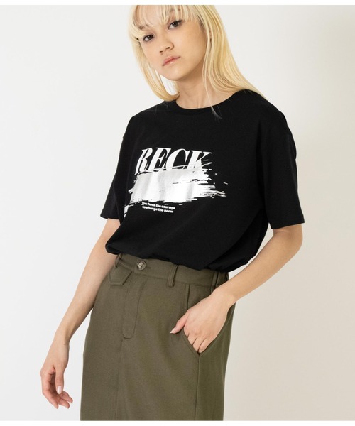 ANAP（アナップ）の「箔ペイントプリントTシャツ（Tシャツ/カットソー・レディース・ベージュ/ホワイト/ブラック・FREE）」の13枚目の写真