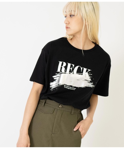 ANAP（アナップ）の「箔ペイントプリントTシャツ（Tシャツ/カットソー・レディース・ベージュ/ホワイト/ブラック・FREE）」の12枚目の写真