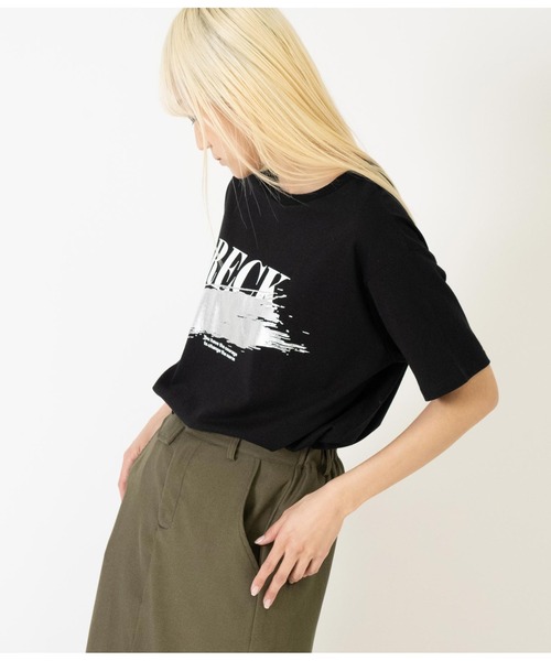 ANAP（アナップ）の「箔ペイントプリントTシャツ（Tシャツ/カットソー・レディース・ベージュ/ホワイト/ブラック・FREE）」の11枚目の写真