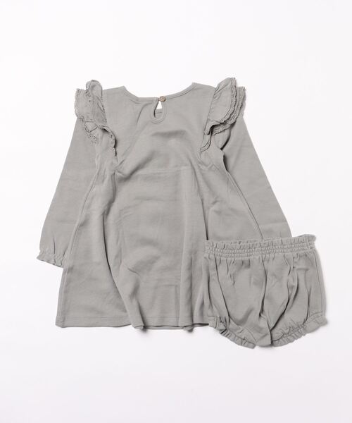 【セール】★Quincy Mae★LONG SLEEVE FLUTTER DRESS || DUSTY BLUE（その他ベビー用品）｜Quincy Mae（クインシーメイ）