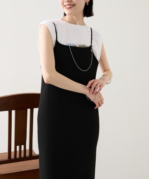 セール】【サイズ展開あり】リブニットキャミワンピース