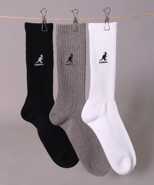 KANGOL（カンゴール）の「(GA)【KANGOL】【3足セット】ブランドロゴマーク クルーソックス（ソックス/靴下・メンズ・オフホワイト/ブラック/その他・23-25cm/25-27CM）」の3枚目の写真