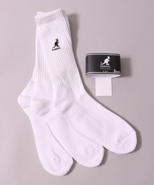 KANGOL（カンゴール）の「(GA)【KANGOL】【3足セット】ブランドロゴマーク クルーソックス（ソックス/靴下・メンズ・オフホワイト/ブラック/その他・23-25cm/25-27CM）」の4枚目の写真