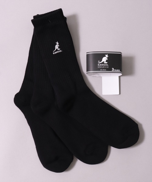 KANGOL（カンゴール）の「(GA)【KANGOL】【3足セット】ブランドロゴマーク クルーソックス（ソックス/靴下・メンズ・オフホワイト/ブラック/その他・23-25cm/25-27CM）」の5枚目の写真