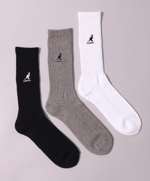 KANGOL（カンゴール）の「(GA)【KANGOL】【3足セット】ブランドロゴマーク クルーソックス（ソックス/靴下・メンズ・オフホワイト/ブラック/その他・23-25cm/25-27CM）」の9枚目の写真